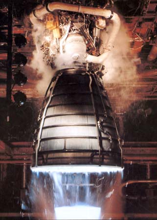 Space shuttle main rocket engine on test-stand - NASA